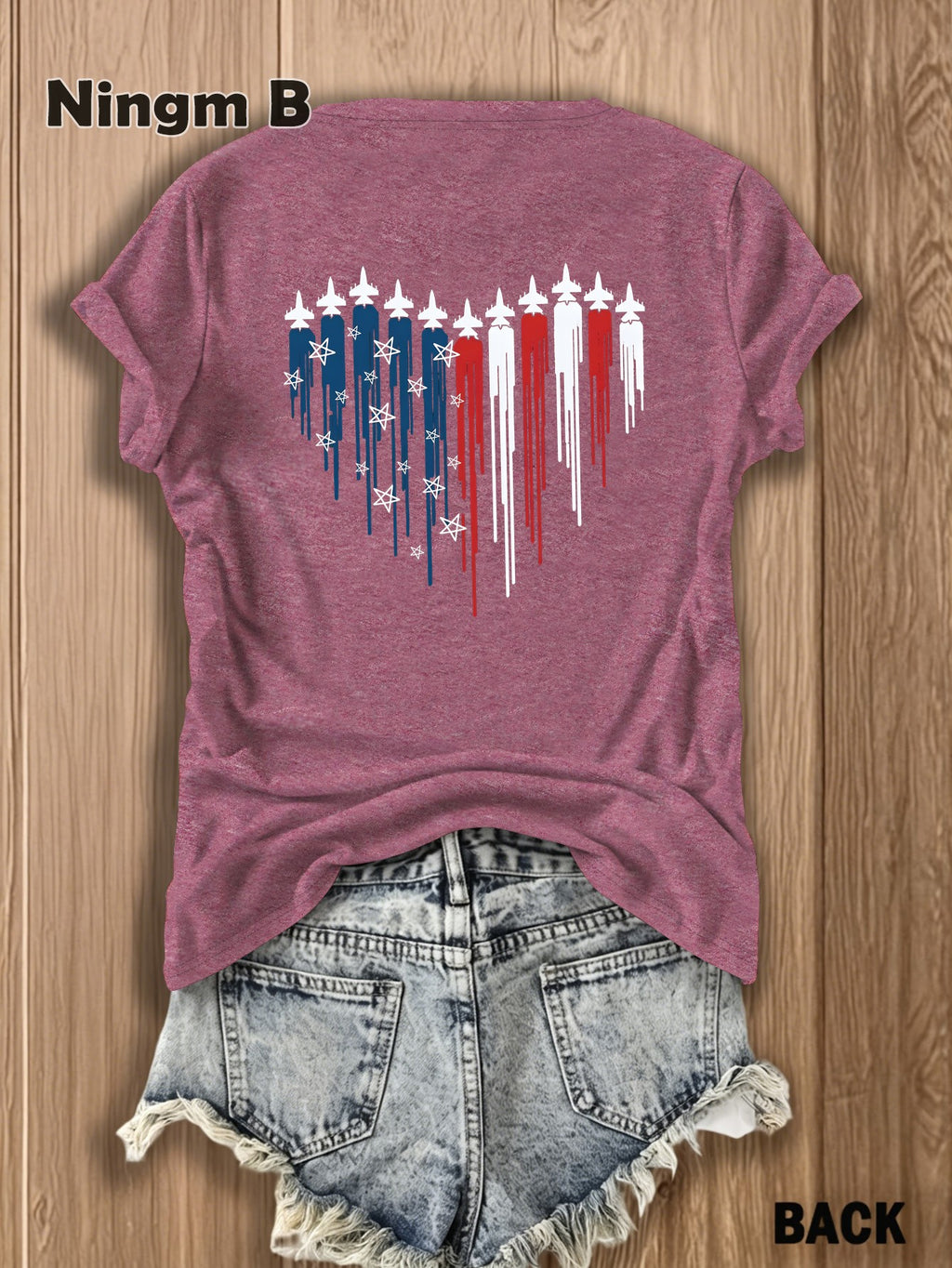 Women's USA 250 Years Semiquincentennial Jet Aircraft T-Shirt - Double-Sided Jet Graphic Tee,