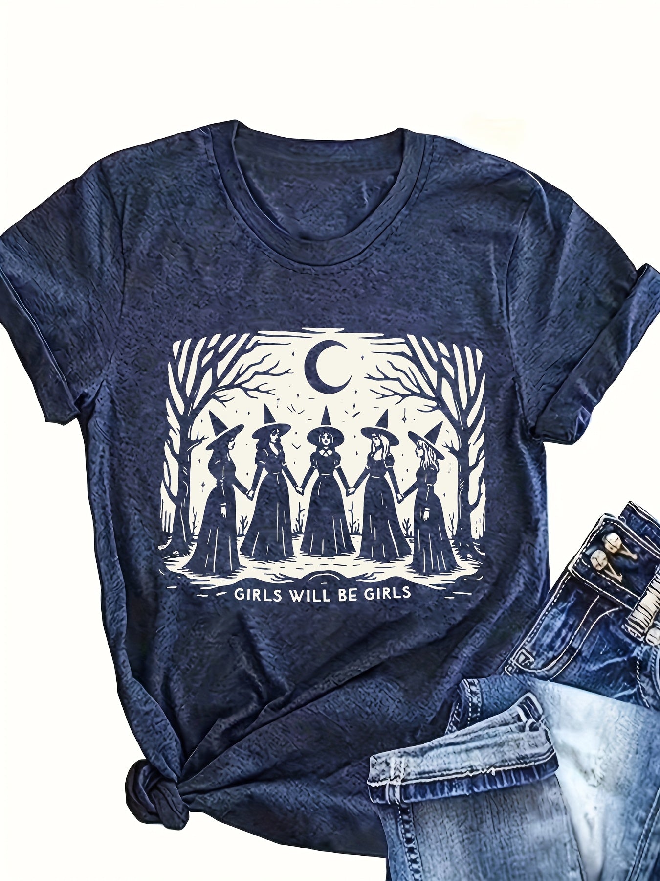 Girls Will Be Girls, Women's Halloween Witch Soft Knit Tee