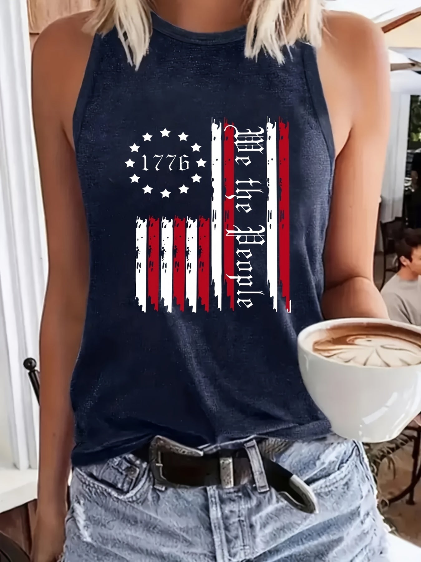 Women's "We The People" Patriotic American Flag Tank Top