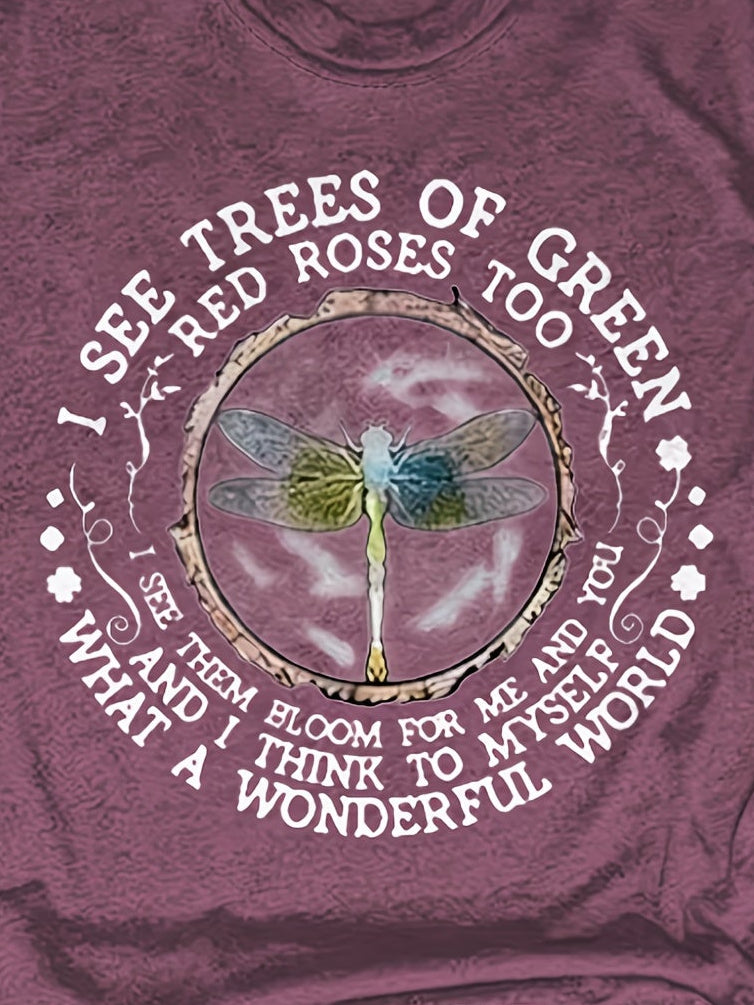 What a Wonderful Word Dragonfly T-Shirt for Women, Dragonfly Tee