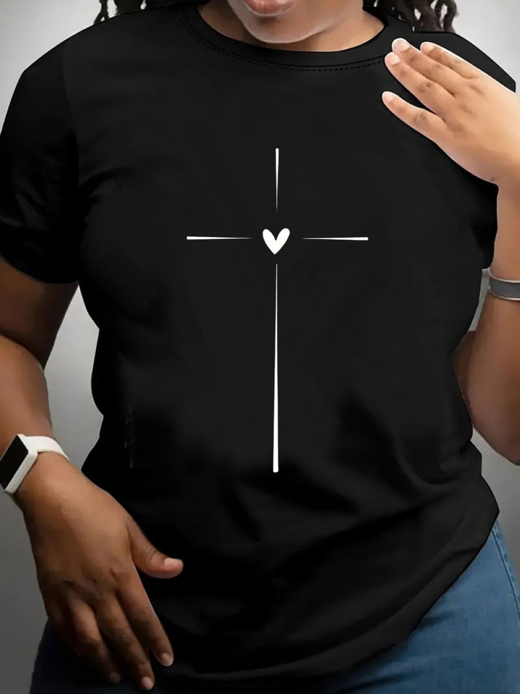 Women's Cross Heart Faith T-Shirt, Fatih Tee for Women