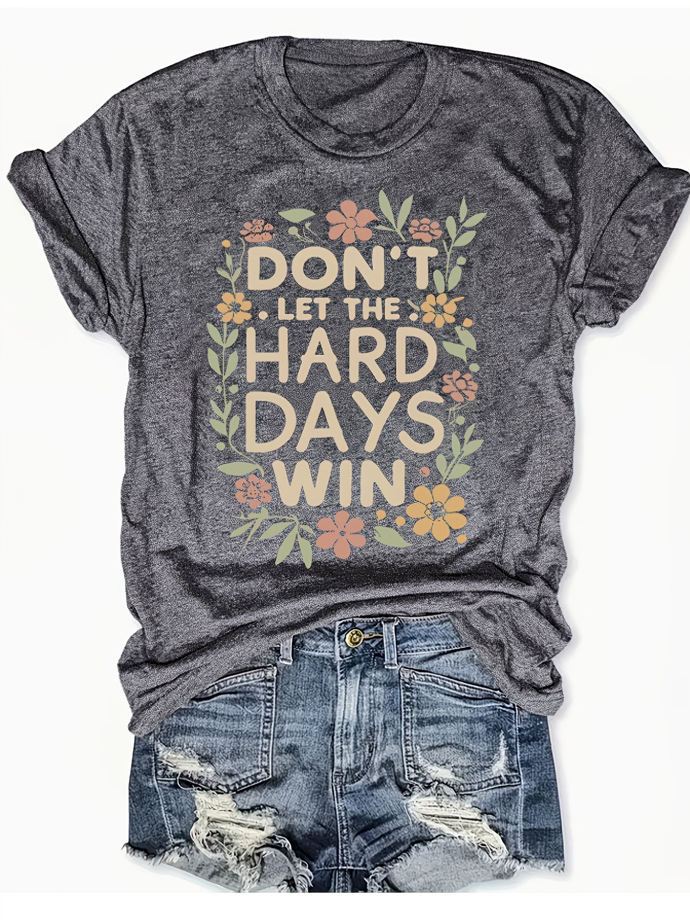 Defy The Tough Days with This Stylish Digital Print Women'S Casual Tee. Featuring a Round Neck And Short Sleeves, It'S Easy to Care for And Perfect for a Laid-Back Spring And Summer Look, Ideal for Vacations And Travel