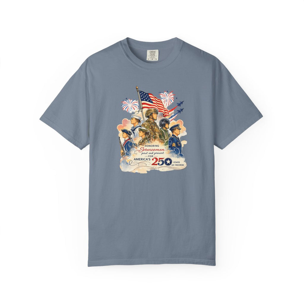 Honoring Servicemen Past and Present 250 Years T-Shirt, Military 250 Tee