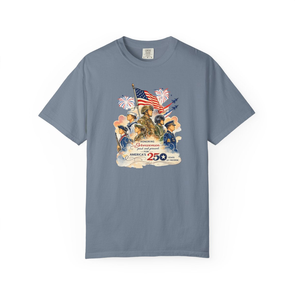 Honoring Servicemen Past and Present 250 Years T-Shirt, Military 250 Tee