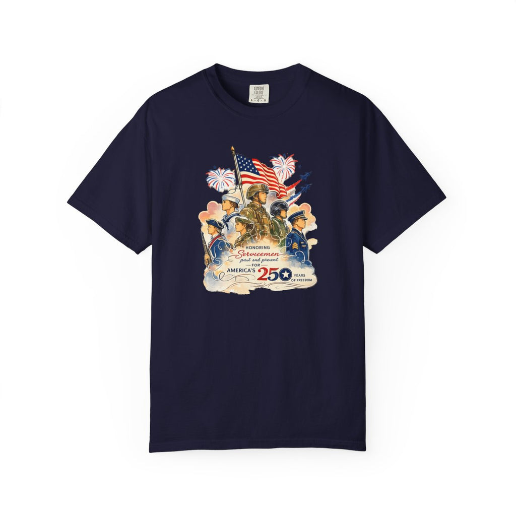 Honoring Servicemen Past and Present 250 Years T-Shirt, Military 250 Tee
