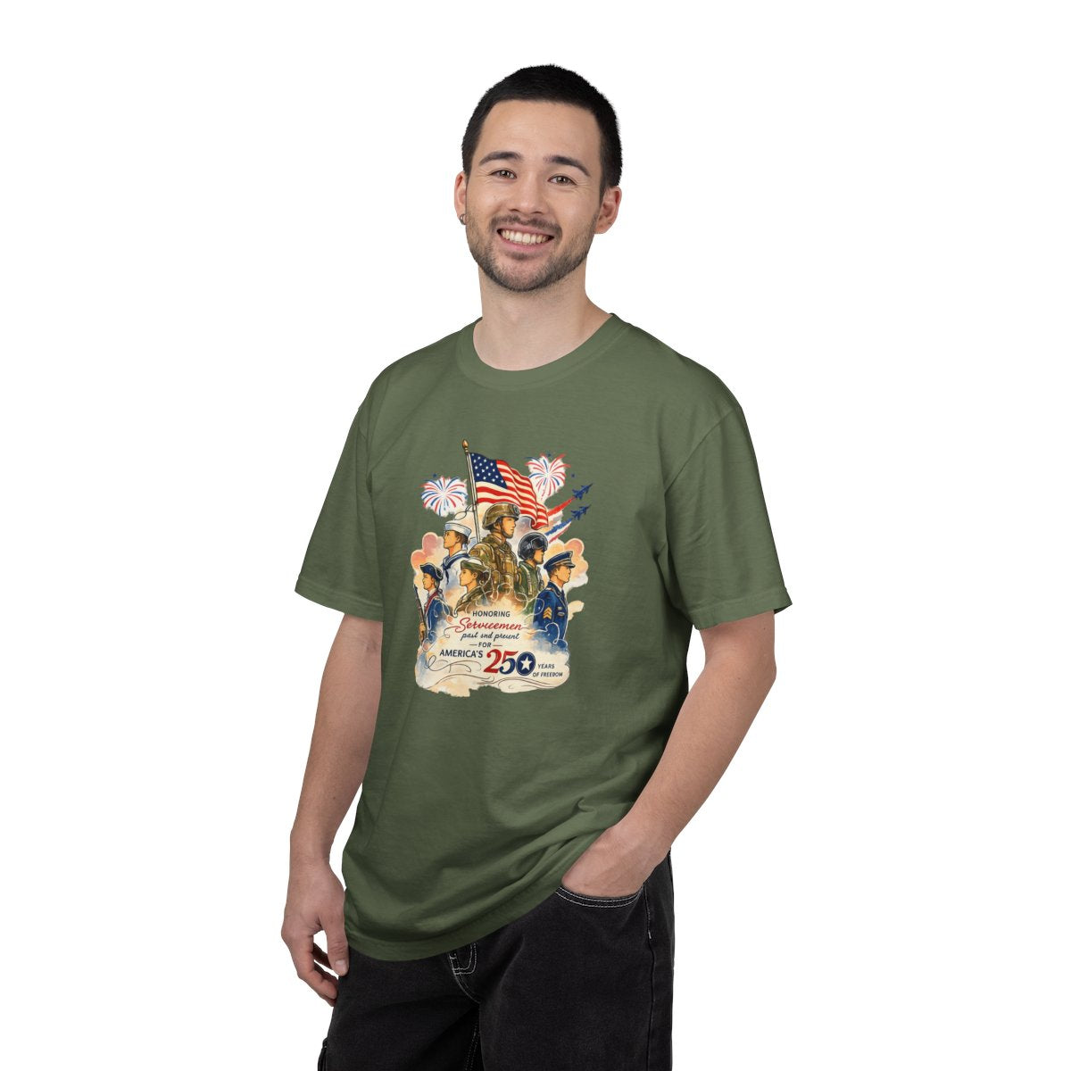 Honoring Servicemen Past and Present 250 Years T-Shirt, Military 250 Tee