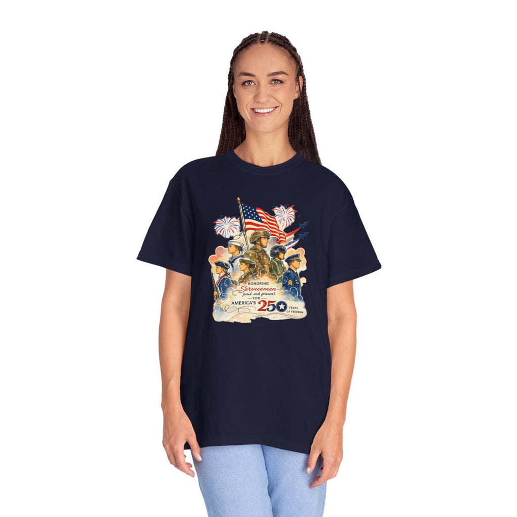 Honoring Servicemen Past and Present 250 Years T-Shirt, Military 250 Tee