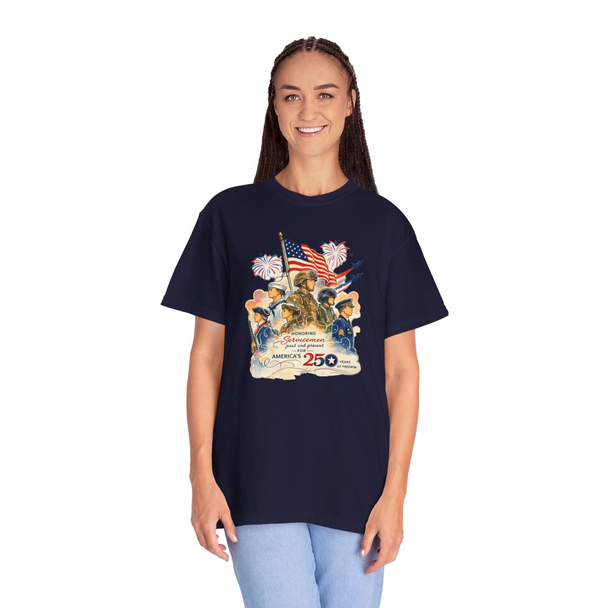 Honoring Servicemen Past and Present 250 Years T-Shirt, Military 250 Tee